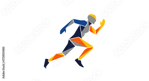 Geometric Runner in Dynamic Pose Abstract Sports Figure.