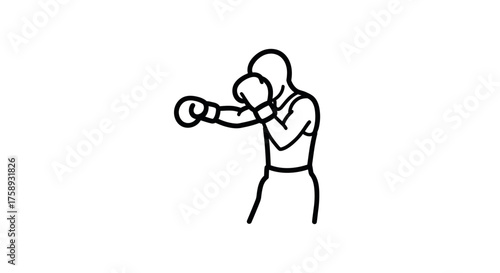 Stylized Line Art of a Boxer in a Fighting Stance.