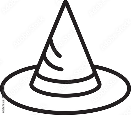 Simple outline drawing of a classic witch hat