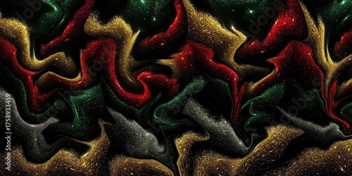 Bild auf Leinwand Vibrant Rasta Colors Abstract Swirl Background with Glitter Sparkle Texture in R