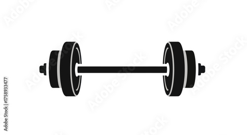 Black and White Barbell Weightlifting Equipment Silhouette.