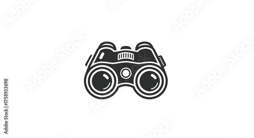 Black Silhouette of Binoculars with Strap.