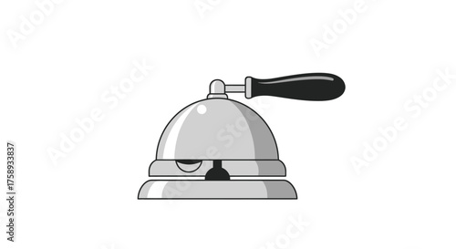 Silver Service Bell with Black Handle for Calling Attention.