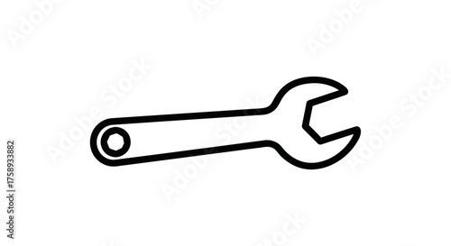 Simple Black Outline of a Wrench Tool for Repairing.