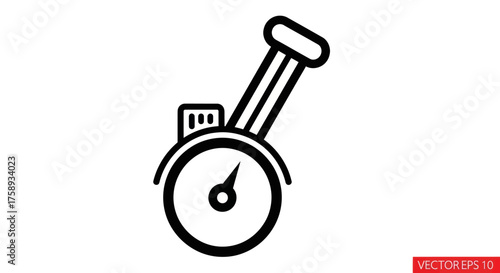 Simple Line Icon of a Tire Pressure Gauge.