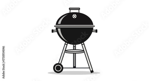 Classic Black Kettle Barbecue Grill with Wheels.