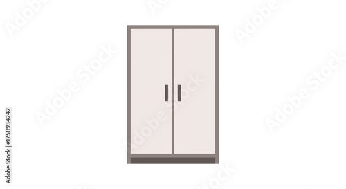 Simple Two-Door Cabinet with Dark Handles.
