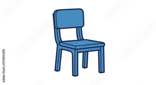 Simple Blue Plastic Childrens Chair with Backrest.