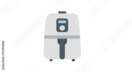 White Air Fryer with Digital Display for Kitchen Appliance.