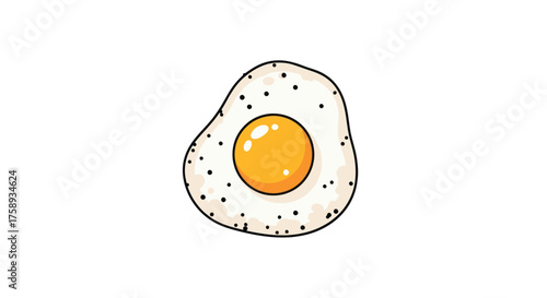 Cartoon Illustration of a Sunny-Side-Up Fried Egg.