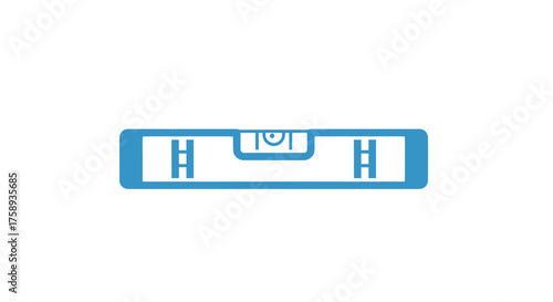 Blue spirit level tool with clear bubble indicator.
