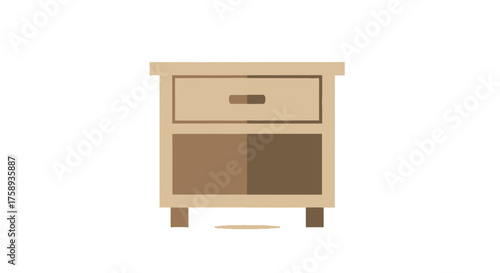 Simple Wooden Nightstand with Drawer and Open Compartment.