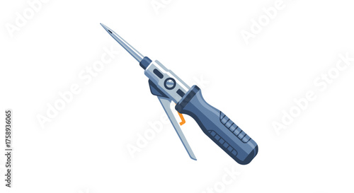 Portable Gas Soldering Iron Tool with Blue Handle and Precision Tip.