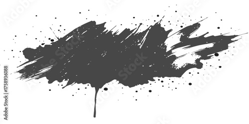 Black ink splat and drip vector shapes create a dirty grunge texture pattern for design illustration art