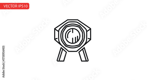 Simple Line Art Illustration of a Stage Spotlight.