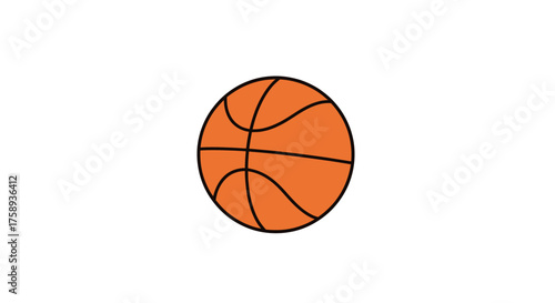 Simple cartoon style orange basketball with black seams.