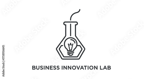 Business Innovation Lab: Beaker with Lightbulb Icon.