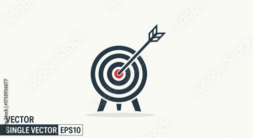 Arrow hitting the bullseye of a black and white target.