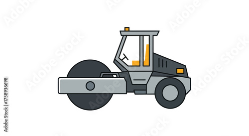 A compact road roller machine with a large front drum and rear wheels.