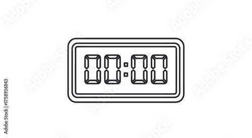 Simple line art digital clock displaying 00:00 time.