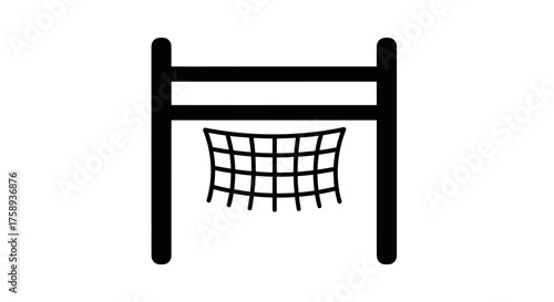 Simple Black and White Goalpost with Net Icon.
