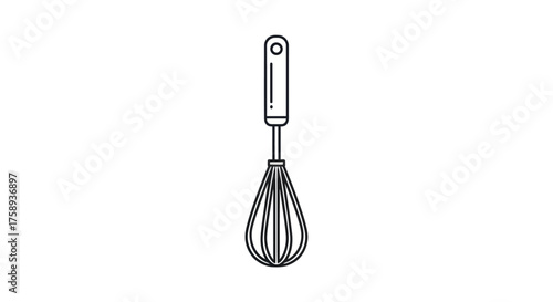 Simple Line Art Illustration of a Kitchen Whisk.