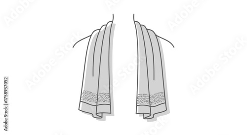 Detailed illustration of a draped pleated garment with a collar.
