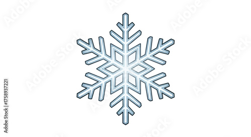 Intricate six-pointed snowflake with crystalline structure and frosty blue glow.