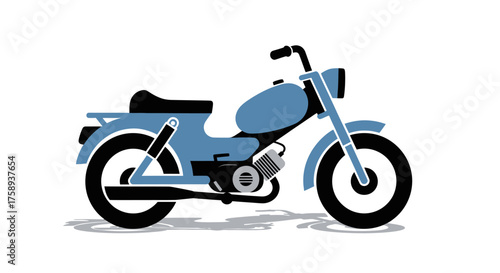 Vintage Light Blue Moped Motorcycle with Black Seat and Wheels.
