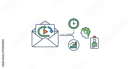 Email Workflow Automation with Analytics and Time Management Icons.