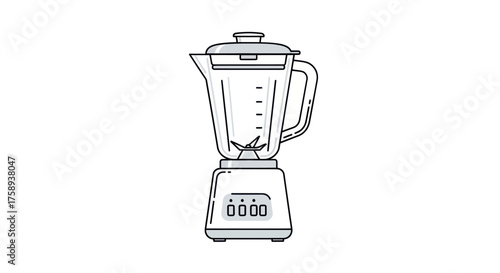 Line Art Kitchen Blender Icon with Clear Jar and Base.