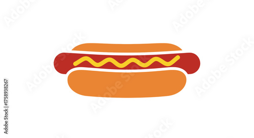 Classic Hot Dog with Yellow Mustard Illustration.