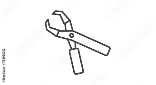 Simple Line Drawing of a Pair of Pliers.