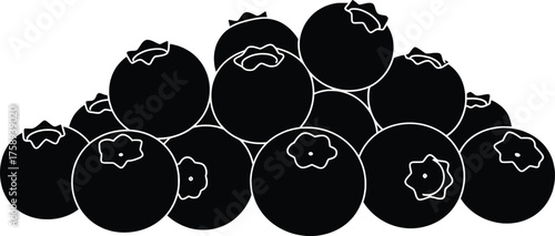 A delightful high-resolution vector illustration showcasing a bountiful pile of ripe blueberries, perfect for food and health-related designs, offering a fresh and vibrant graphic element