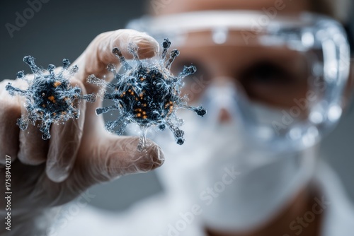 Scientist examines virus samples in laboratory setting during research on infectious diseases