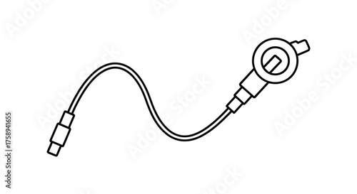 Simple Line Drawing of a Flexible Electrical Cable Connector.