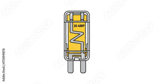 Automotive Blade Fuse with 20 Amp Rating and Yellow Element.