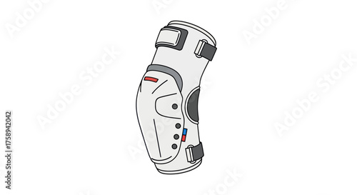 White Protective Elbow Pad with Adjustable Straps for Sports Safety Gear.