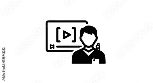 Icon of a person presenting a video lecture on a screen.