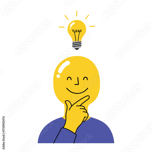 A bright idea illuminates the head of a thoughtful person, symbolizing creativity and inspiration.