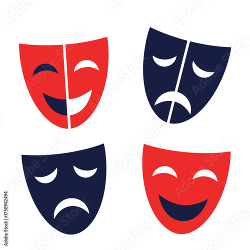 The masks of comedy and tragedy represent the duality of human emotions and theatrical performance.