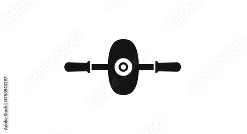 Black Silhouette of an Ab Wheel Fitness Roller with Handles.