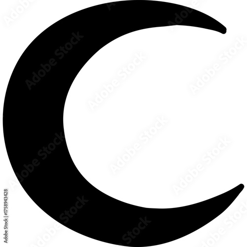 Moon Icon, Crescent Symbol, Night Sky Emblem, Lunar Graphic, Unique Astronomy Design And Representation