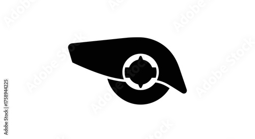 Black Silhouette of a Referees Whistle with Target Symbol.