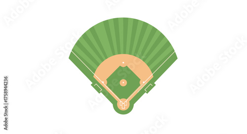 Aerial View of a Green Baseball Field Diamond.