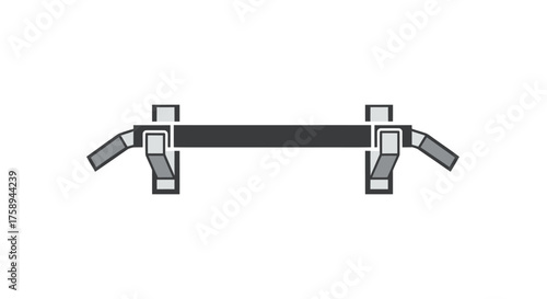 Simple Line Drawing of a Pull-Up Bar with Mounting Brackets.