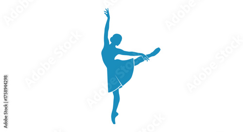 Elegant Blue Silhouette of a Ballerina in a Graceful Pose.