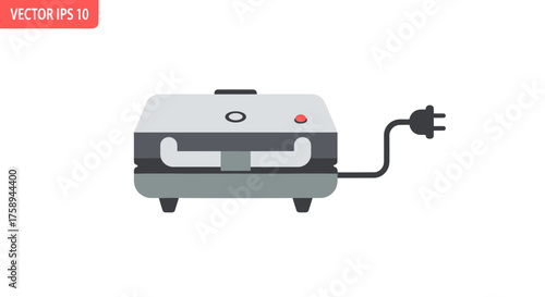 Electric Sandwich Maker with Handle and Power Cord.