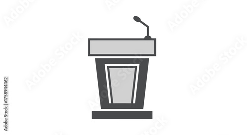 Simple Gray Podium with Attached Microphone for Speeches.