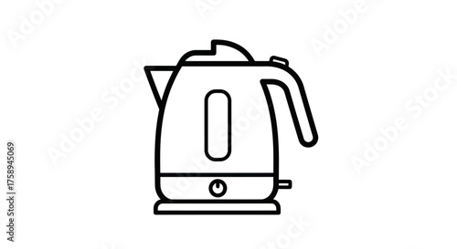 Simple Black Outline Electric Kettle Icon for Boiling Water.
